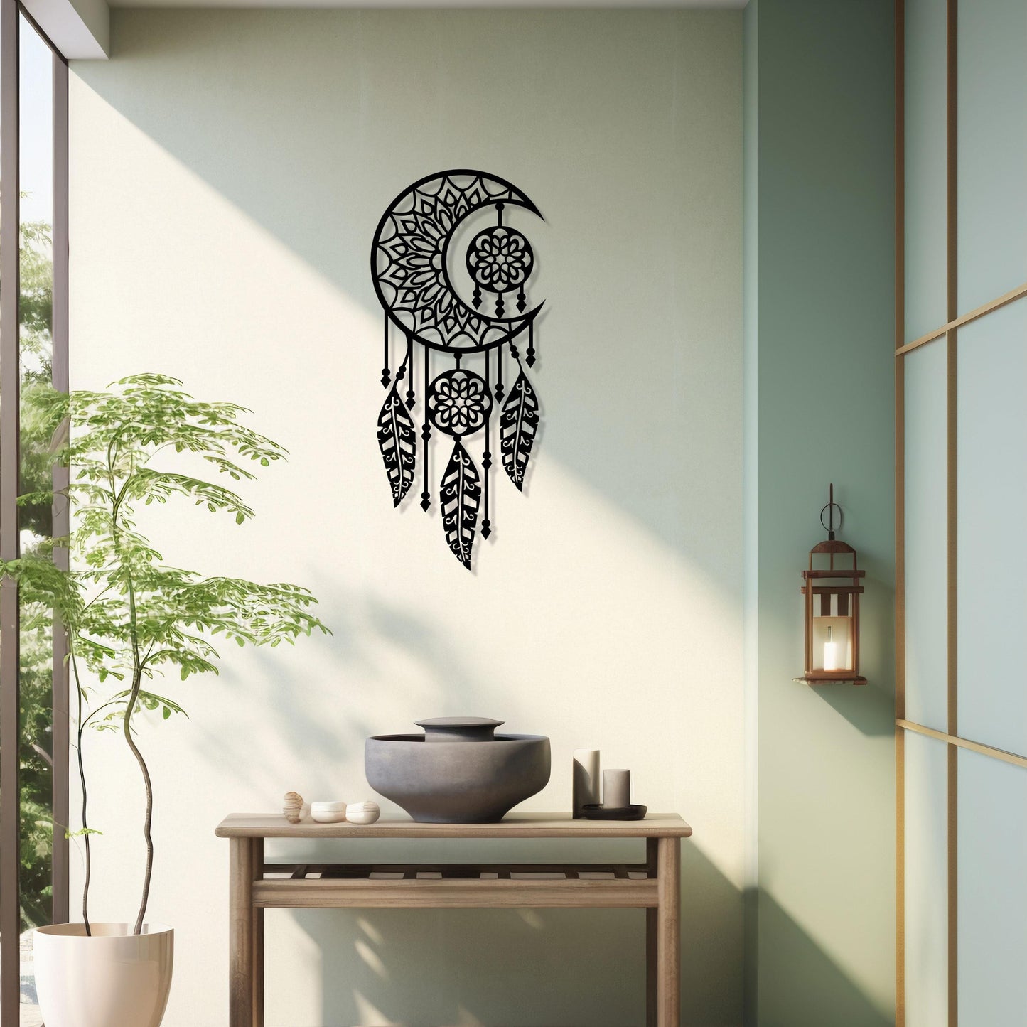 Dreamcatcher Metal Wall Art, Moon Dreamcather Metal Wall Art, Boho Style Bedroom Wall Decor, Unique Birthday Gift, Valentine's Day gift