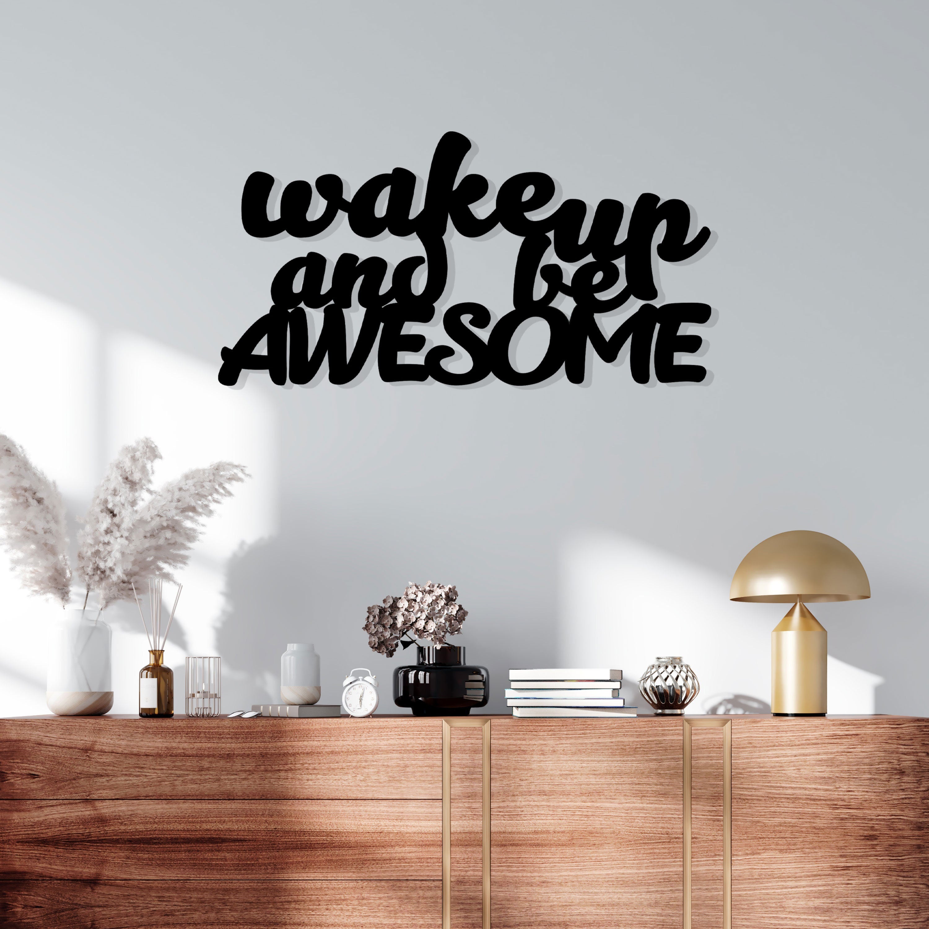 Wake up and be awesome metal wall art, Youth room wall decor, Written Wall Art, Different Wall Writings, Metal Wall Art Gift, Christmas Gift