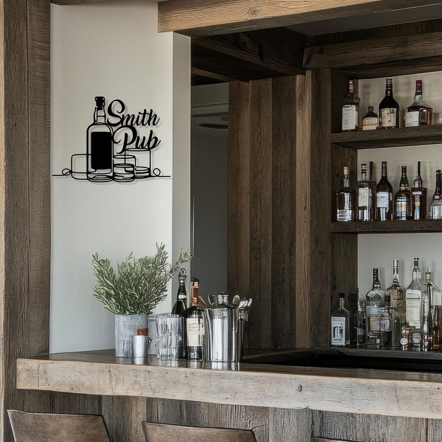 Personalized Metal Bar Name Sign, Custom Metal Home Bar Wall Art, Home Garden Pub Bar Decor, Unique Family Gift, Valentine's Day gift