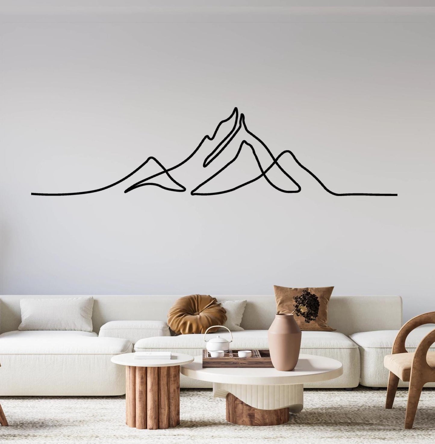 Minimalist Metal Mountain Wall Art - Modern Line Art Decor - Metal Wall Art for Home - Perfect Gift for Mountain Lovers - Valentine's Day