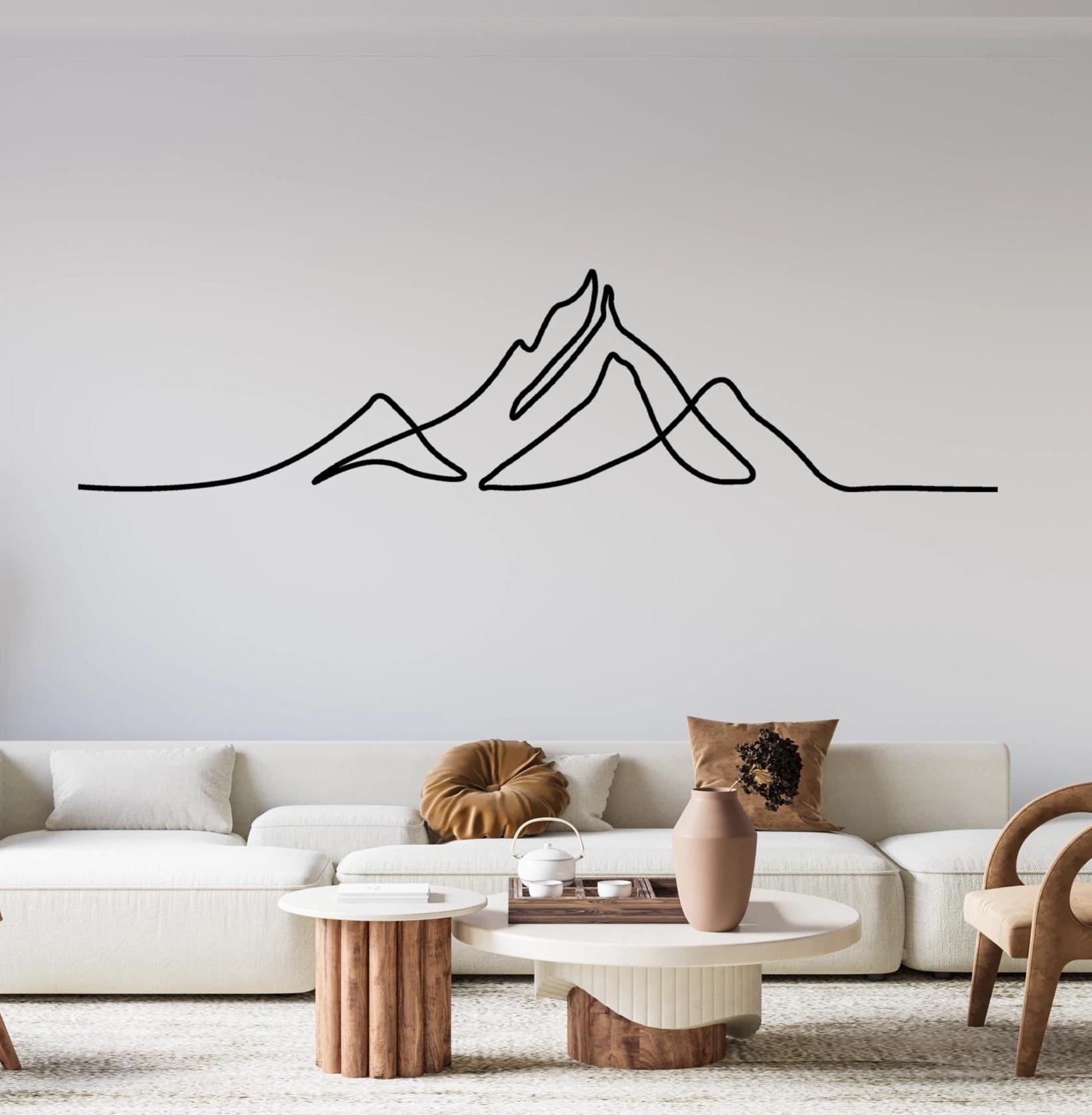Minimalist Metal Mountain Wall Art - Modern Line Art Decor - Metal Wall Art for Home - Perfect Gift for Mountain Lovers - Valentine's Day