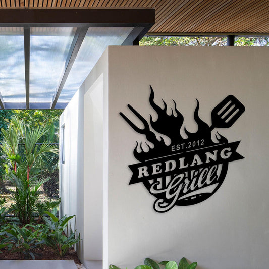 Personalized Metal Grill Garden Name Sign, Custom Metal BBQ Name Sign, Kitchen Metal Name Sign, Gift For Chef, Welcome Sign, Christmas Gift