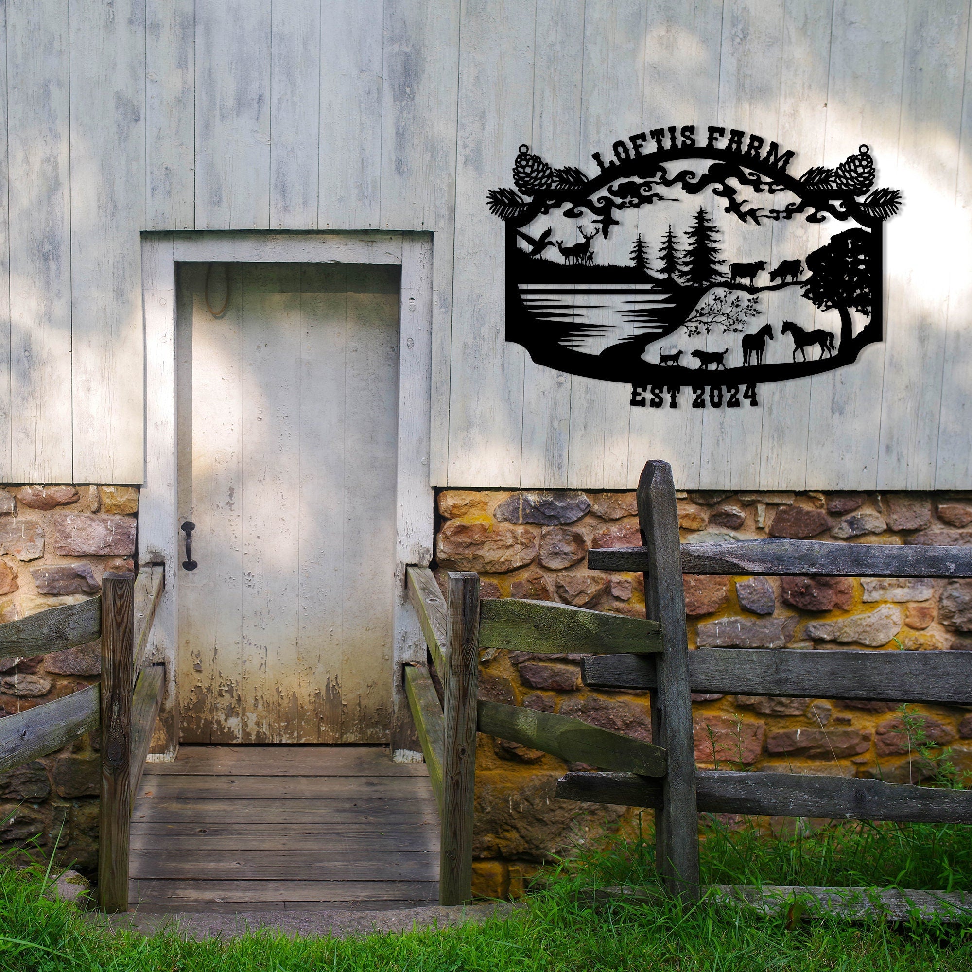 Personalized Metal Ranch Entry Sign, Custom Metal Farmhouse Name Sign, Family Name Sign Anniversary Gift, Gift For Family, Christmas Gift