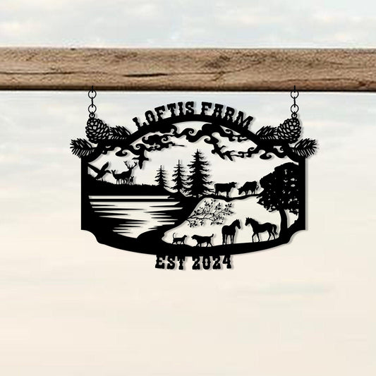 Personalized Metal Ranch Entry Sign, Custom Metal Farmhouse Name Sign, Family Name Sign Anniversary Gift, Gift For Family, Christmas Gift