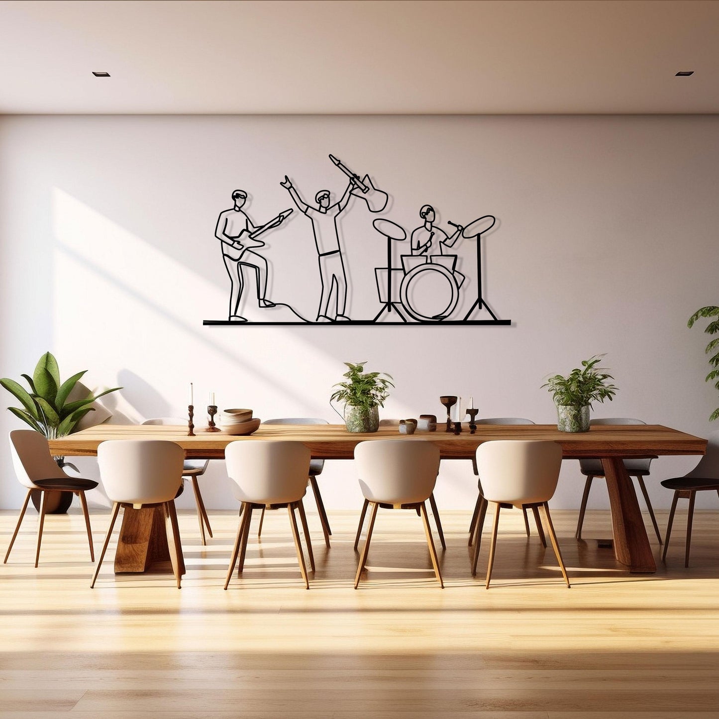 Music Band Metal Wall Art, Rock n Roll Group Metal Line Wall Art, Music Studio Metal Wall Decor, Music Lovers Gift, Valentine's Day gift