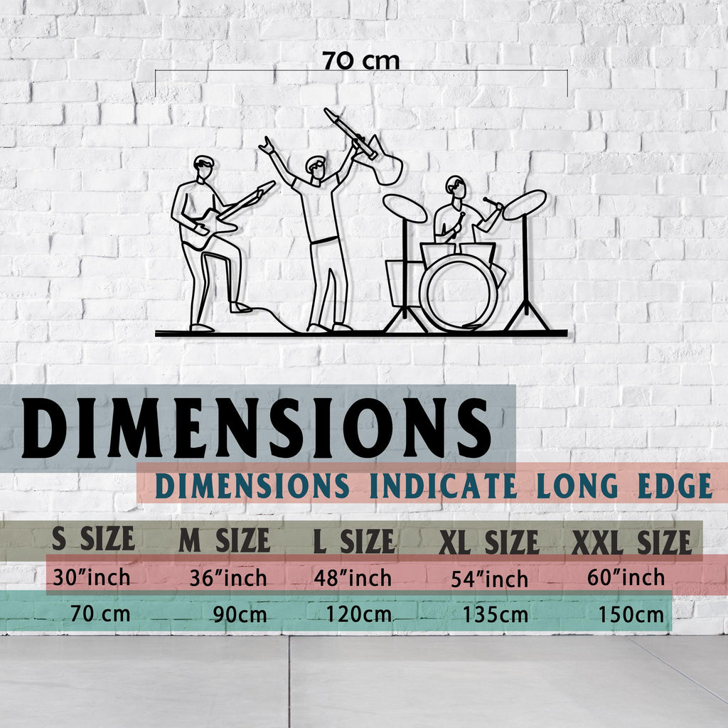 Music Band Metal Wall Art, Rock n Roll Group Metal Line Wall Art, Music Studio Metal Wall Decor, Music Lovers Gift, Valentine's Day gift