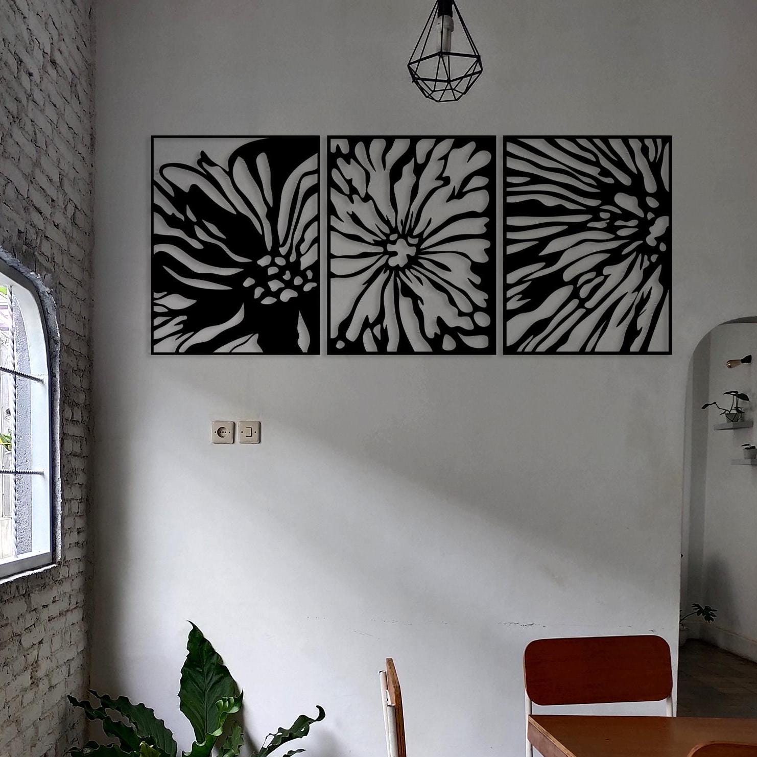 Modern Floral Metal Wall Art - Minimalist Home Decor - Minimalist Gift