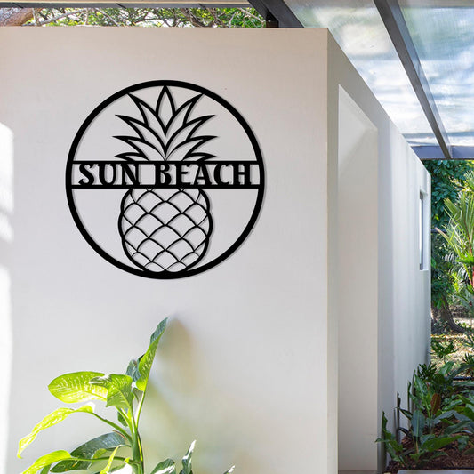Personalized Metal Pineapple House Name Sign, Custom Metal Beach Name Sign, Unique Family Gift, Christmas Gift, Family Sign, Pool Name Sign