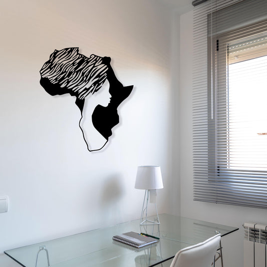 Worldmap African Woman Metal Wall Art, Kitchen Metal Home Wall Decor, Unique Birthday Gift, Housewarming Gift, Christmas Gift, iconic decor