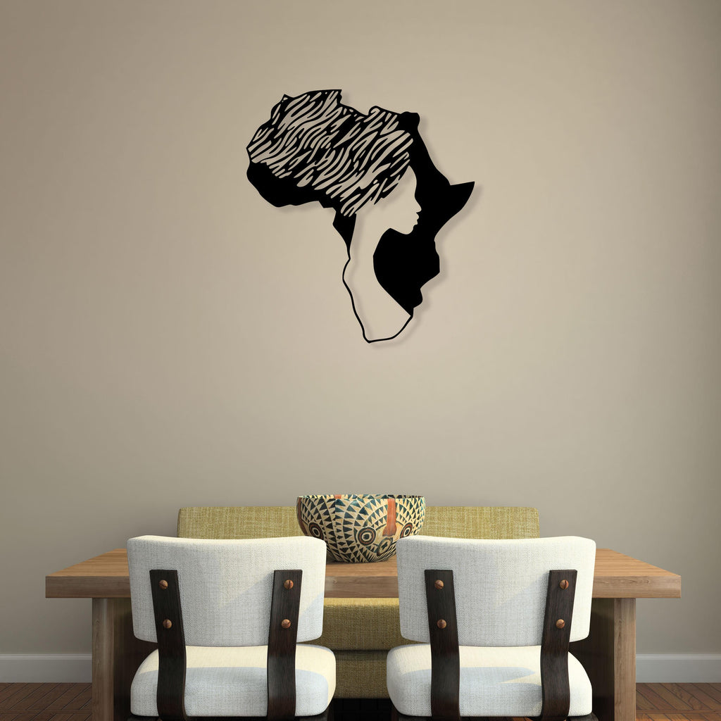 Worldmap African Woman Metal Wall Art, Kitchen Metal Home Wall Decor, Unique Birthday Gift, Housewarming Gift, Christmas Gift, iconic decor
