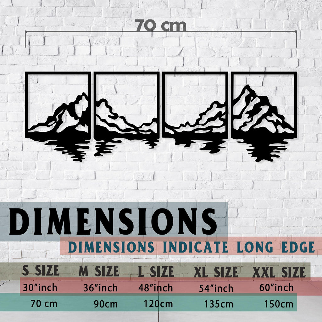 Mountain Lake Metal Wall Art - Modern Landscape Decor Set -  Unique Birthday Gift