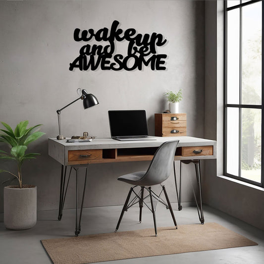 Wake up and be awesome metal wall art, Youth room wall decor, Written Wall Art, Different Wall Writings, Metal Wall Art Gift, Christmas Gift