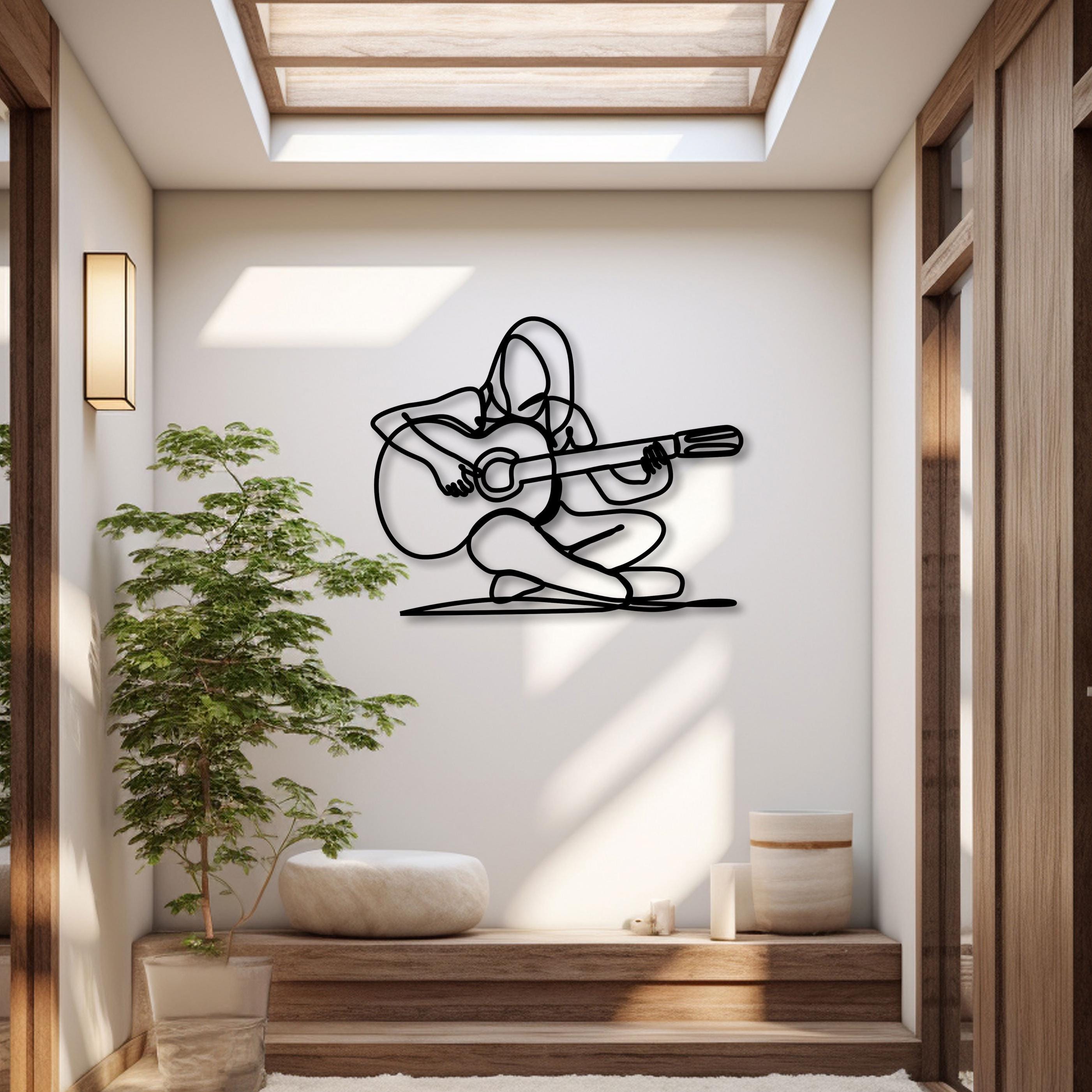Woman Guitar Metal Line Art, Line Art Metal Woman Guitarist, Musicians Lovers Birthday Gift, Bestseller Gift, Gift for Her, iconic Line Art