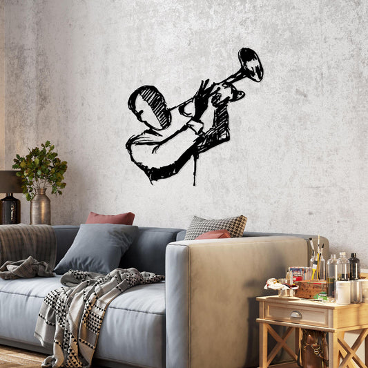 Trumpet Player Metal Wall Art Decoration, Gift For Jazz Music Lovers, Music Studio Wall Decor, Jazz Music instruments, Jazz Bar Decoration