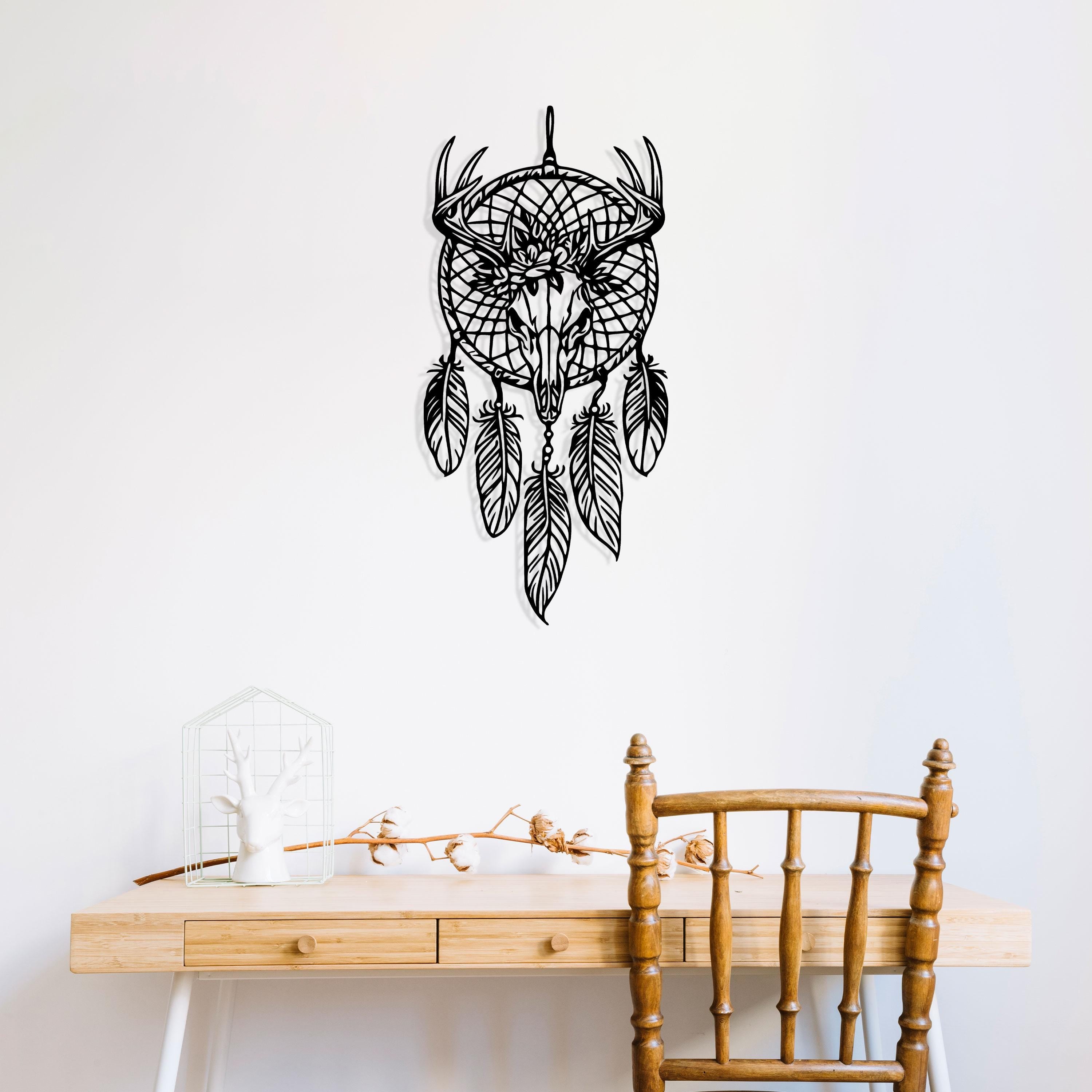 Gloomy Dreamcatcher Metal Wall Art - Deer Skull Boho Decor - Unique Birthday Gift