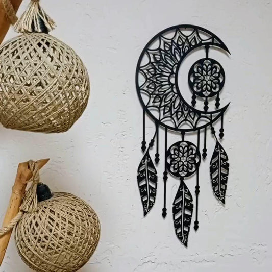 Dreamcatcher Metal Wall Art, Moon Dreamcather Metal Wall Art, Boho Style Bedroom Wall Decor, Unique Birthday Gift, Valentine's Day gift