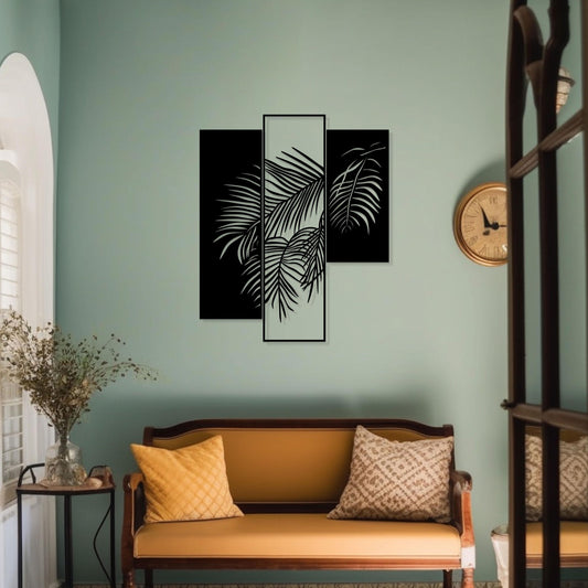 Modern Palm Leaf Metal Wall Art , 3 Pcs Palm Tree Metal Home Wall Decor, Unique Birthday Gift, Beach Clup Metal Wall Art, Christmas Gift
