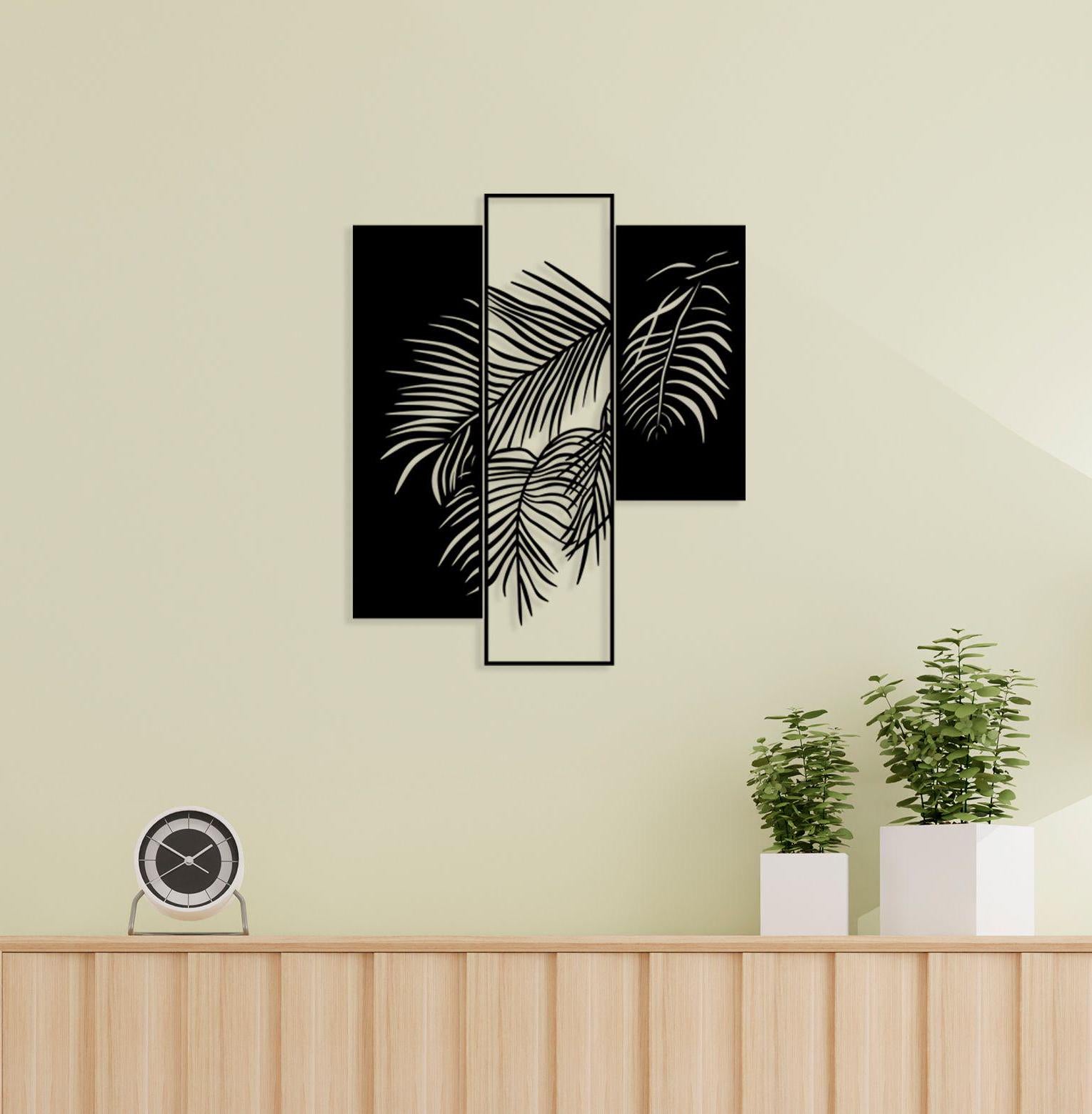 Modern Palm Leaf Metal Wall Art , 3 Pcs Palm Tree Metal Home Wall Decor, Unique Birthday Gift, Beach Clup Metal Wall Art, Christmas Gift