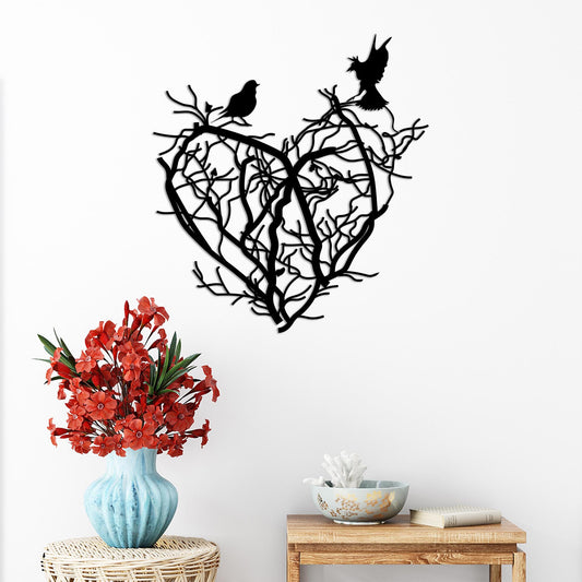 Heart Bird Metal Wall Art, Romantic Metal Wall Decor, Unique Birthday Gift, Livingroom Metal Wall Art, Gift for Her, Christmas Glft