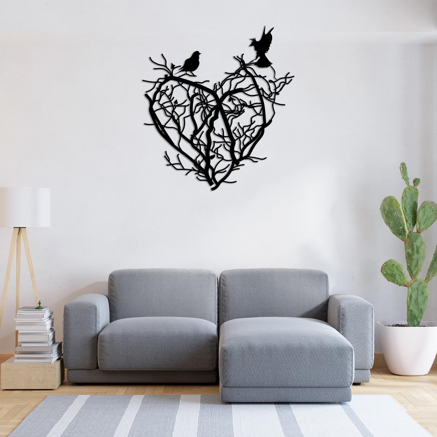 Heart Bird Metal Wall Art, Romantic Metal Wall Decor, Unique Birthday Gift, Livingroom Metal Wall Art, Gift for Her, Christmas Glft