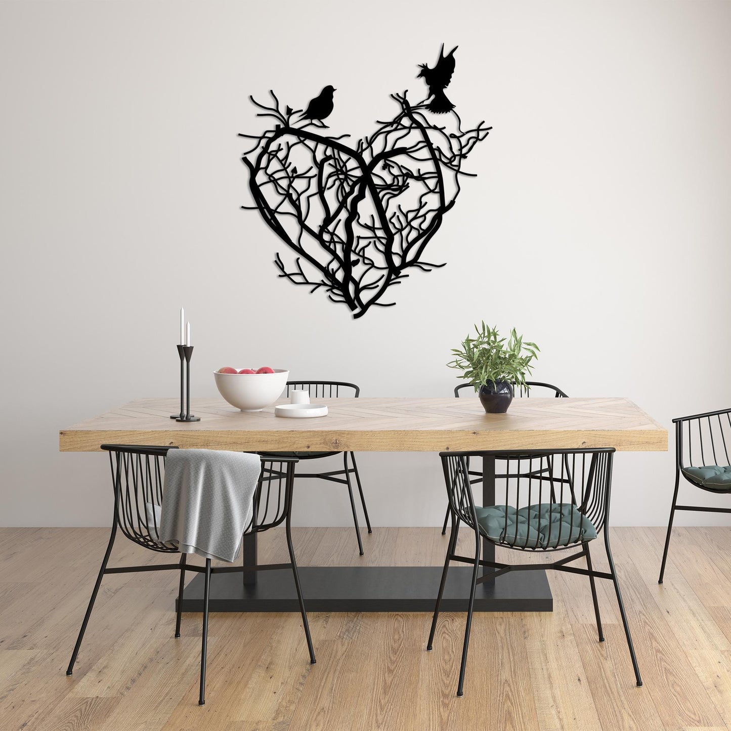Heart Bird Metal Wall Art, Romantic Metal Wall Decor, Unique Birthday Gift, Livingroom Metal Wall Art, Gift for Her, Christmas Glft