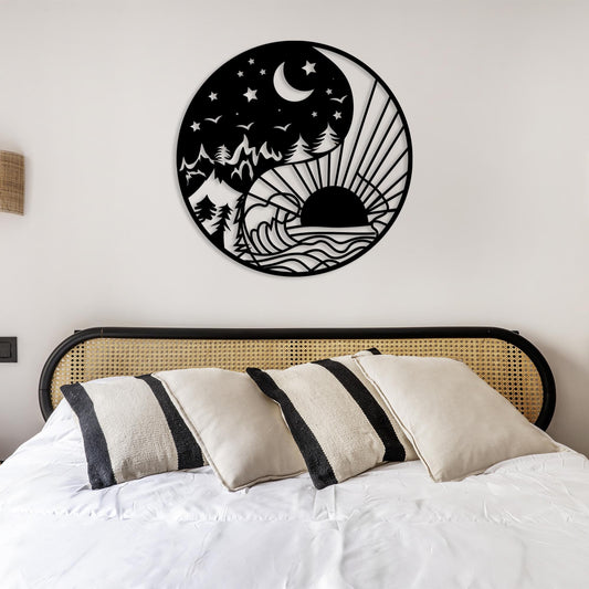 Ying Yang Metal Wall Art, Yoga Room Metal Walll Decor, Unique Birthday Gift, Sun Moon Metal Wall Art, Gift for Her, Christmas Glft