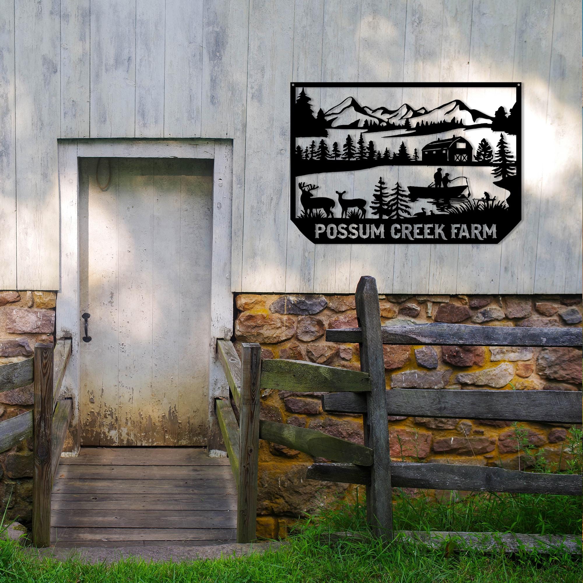 Personalized Metal River House Name Sign, Custom Metal Mountain House Name Sign, Unique Anniversary Gift, Gift For Family, Christmas Gift