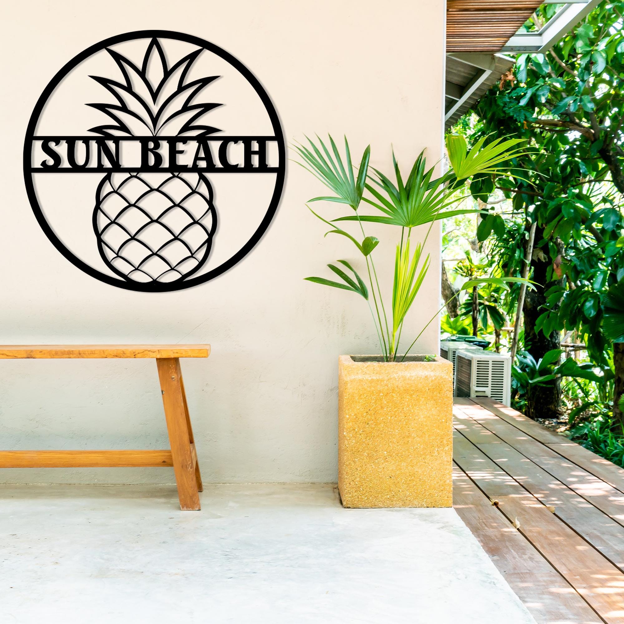 Personalized Metal Pineapple House Name Sign, Custom Metal Beach Name Sign, Unique Family Gift, Christmas Gift, Family Sign, Pool Name Sign