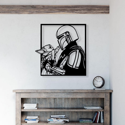 Mandolarian Grogu Metal Wall Art, Unique Birthday Gift, Star Wars Lovers Metal Wall Art,  Iconic Metal Decor, Gift for Her, Game Room Decor