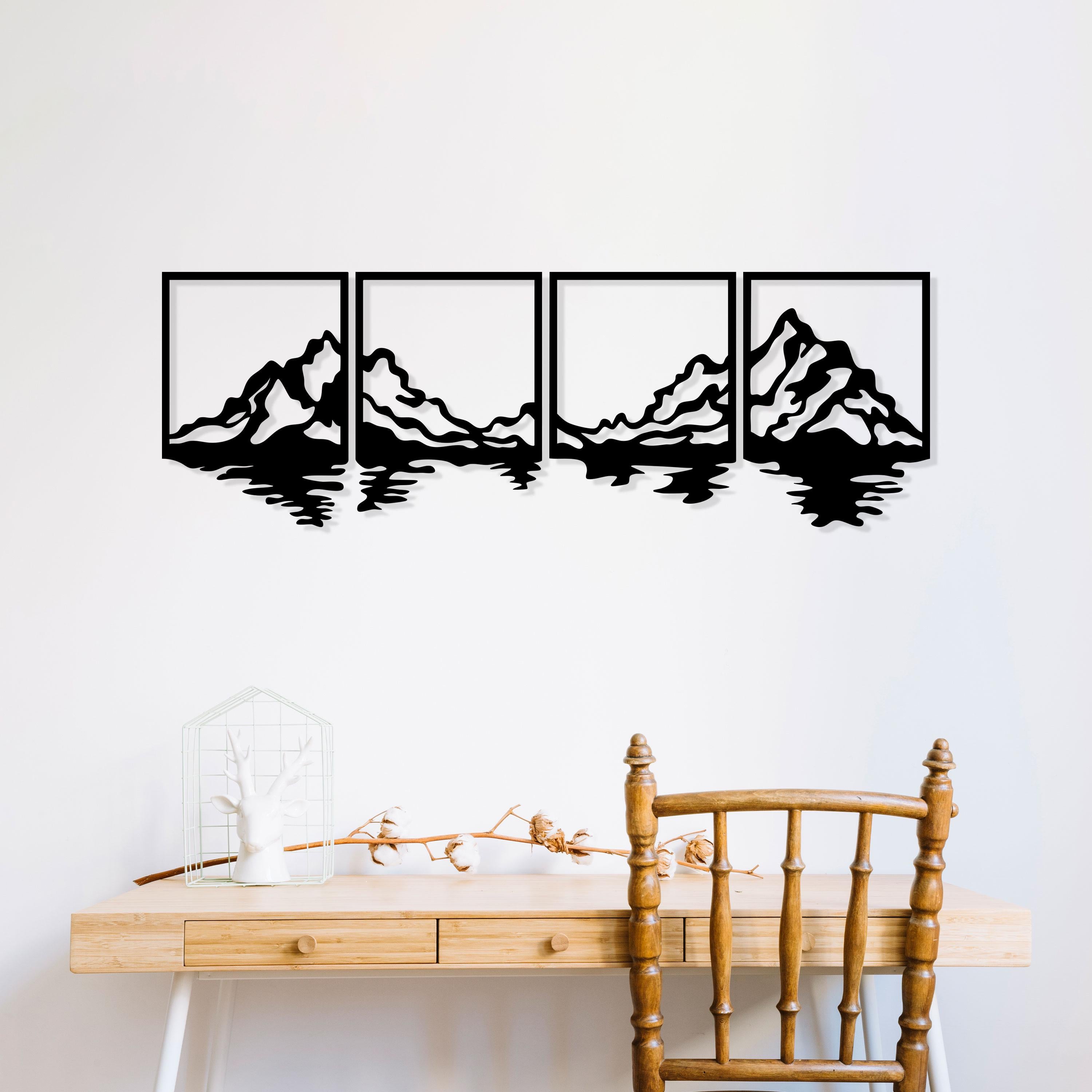 Mountain Lake Metal Wall Art - Modern Landscape Decor Set -  Unique Birthday Gift