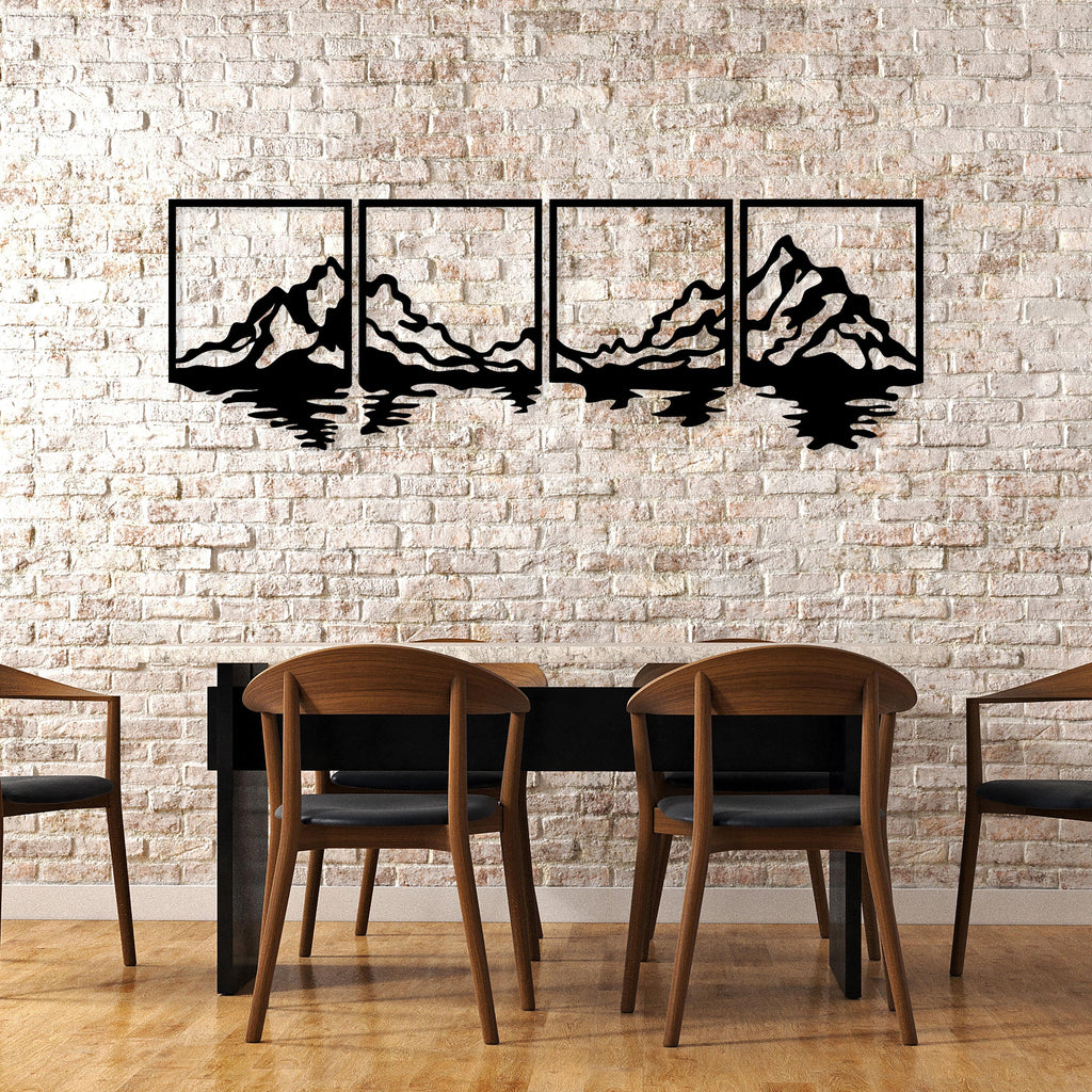 Mountain Lake Metal Wall Art - Modern Landscape Decor Set -  Unique Birthday Gift