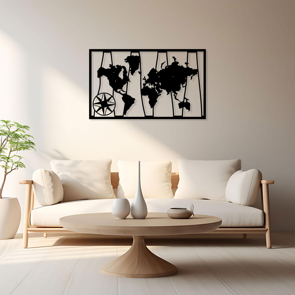 Metal World Map Wall Art - Modern Office Decor - Unique Birthday Gift