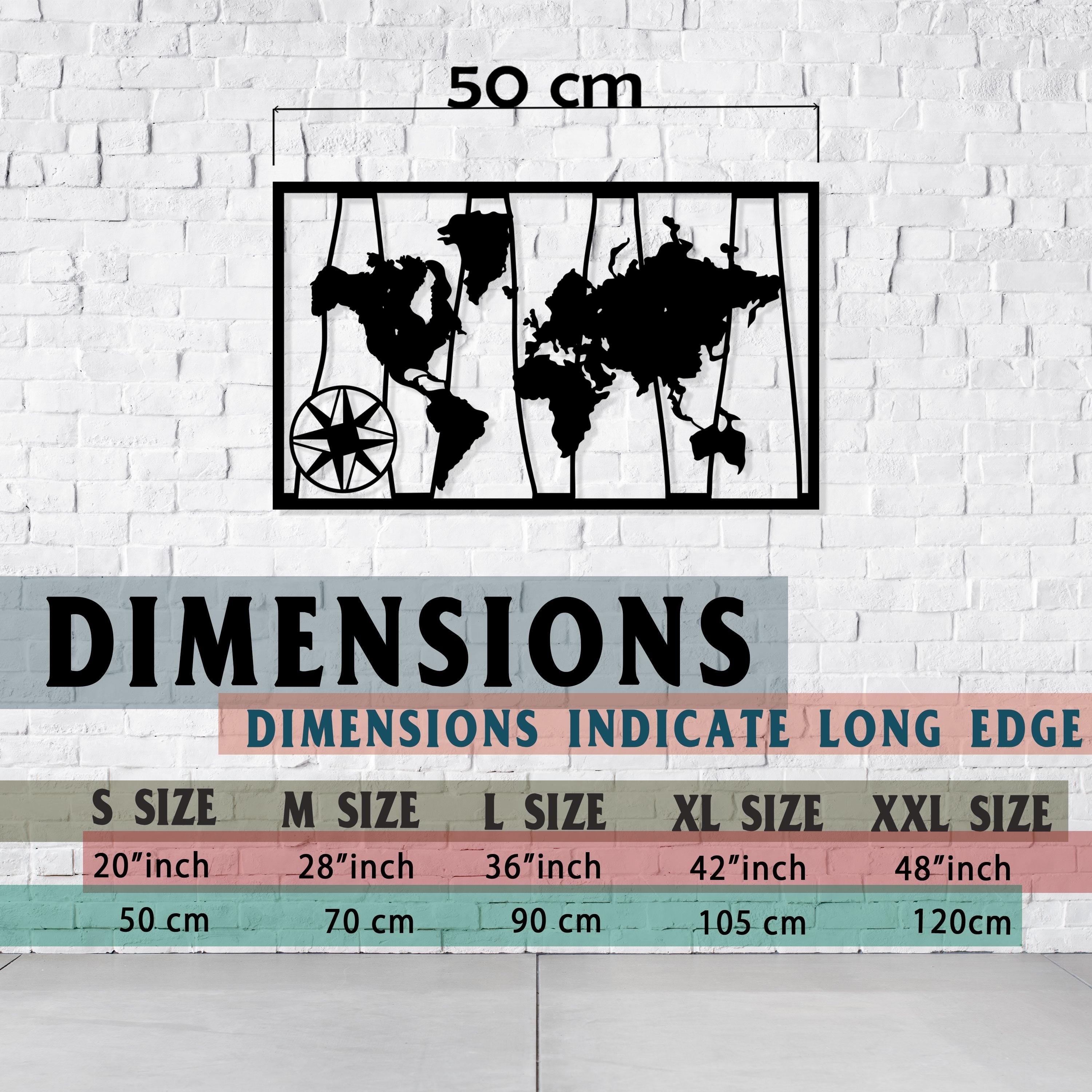 Metal World Map Wall Art - Modern Office Decor - Unique Birthday Gift