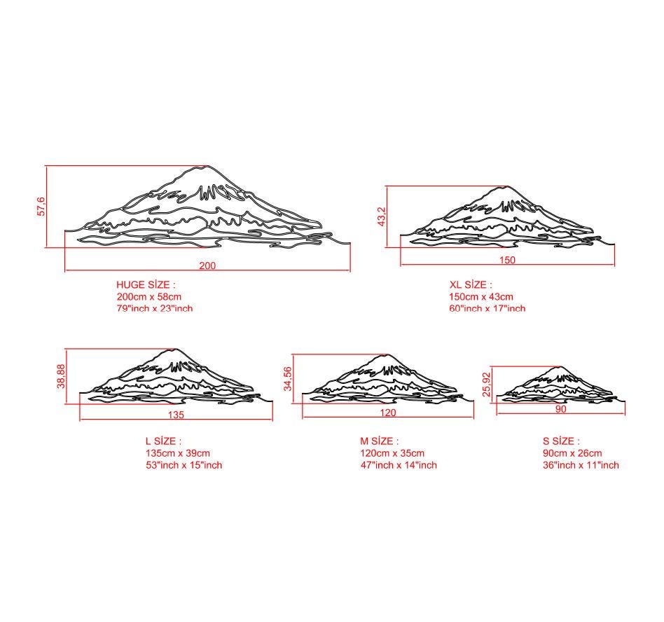 Fuji Mountain Metal Wall Art, Snowy Mountain Metal Line Art, The Fascinating Silhouette of Japan's Highest Mountain, Fuji Metal Wall Art
