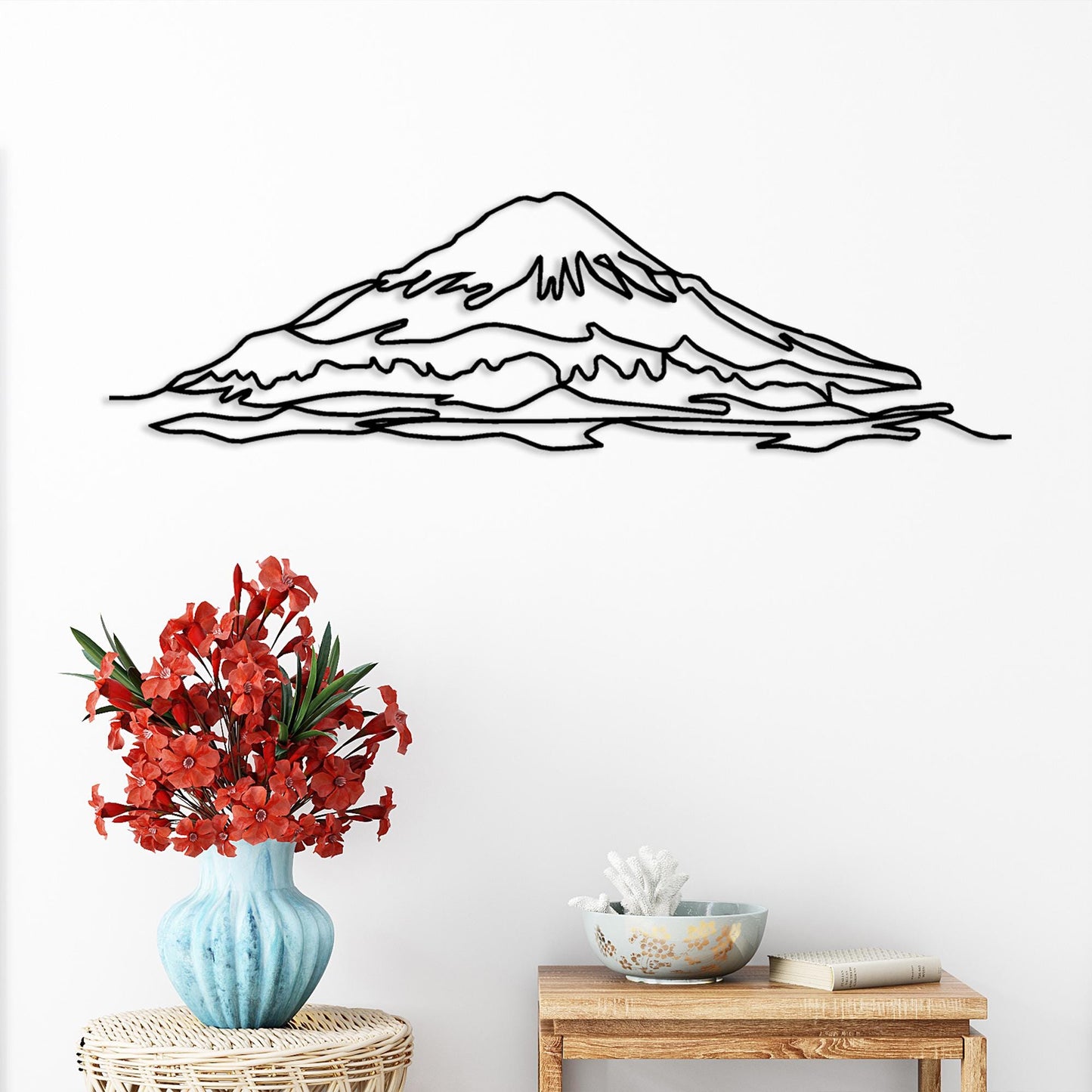 Fuji Mountain Metal Wall Art, Snowy Mountain Metal Line Art, The Fascinating Silhouette of Japan's Highest Mountain, Fuji Metal Wall Art