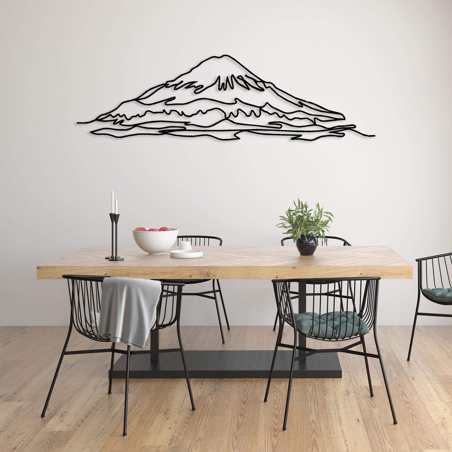 Fuji Mountain Metal Wall Art, Snowy Mountain Metal Line Art, The Fascinating Silhouette of Japan's Highest Mountain, Fuji Metal Wall Art