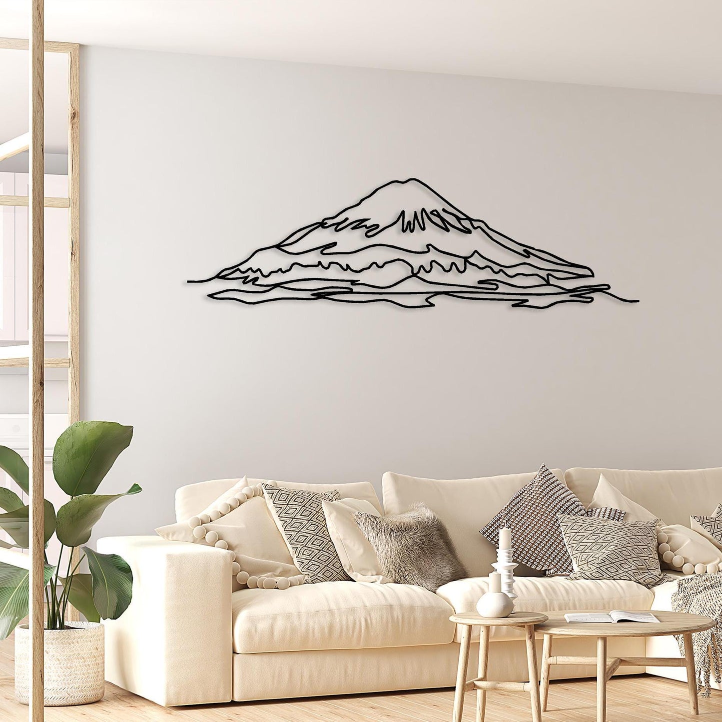 Fuji Mountain Metal Wall Art, Snowy Mountain Metal Line Art, The Fascinating Silhouette of Japan's Highest Mountain, Fuji Metal Wall Art