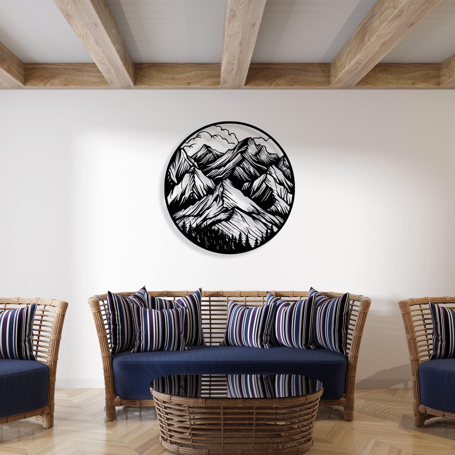 Mountain Metal Wall Art, Unique Birthday Gift, Outdoor Lovers Metal Wall Art,  River Mountain Metal Home Decor, Gift for Her, Christmas Glft
