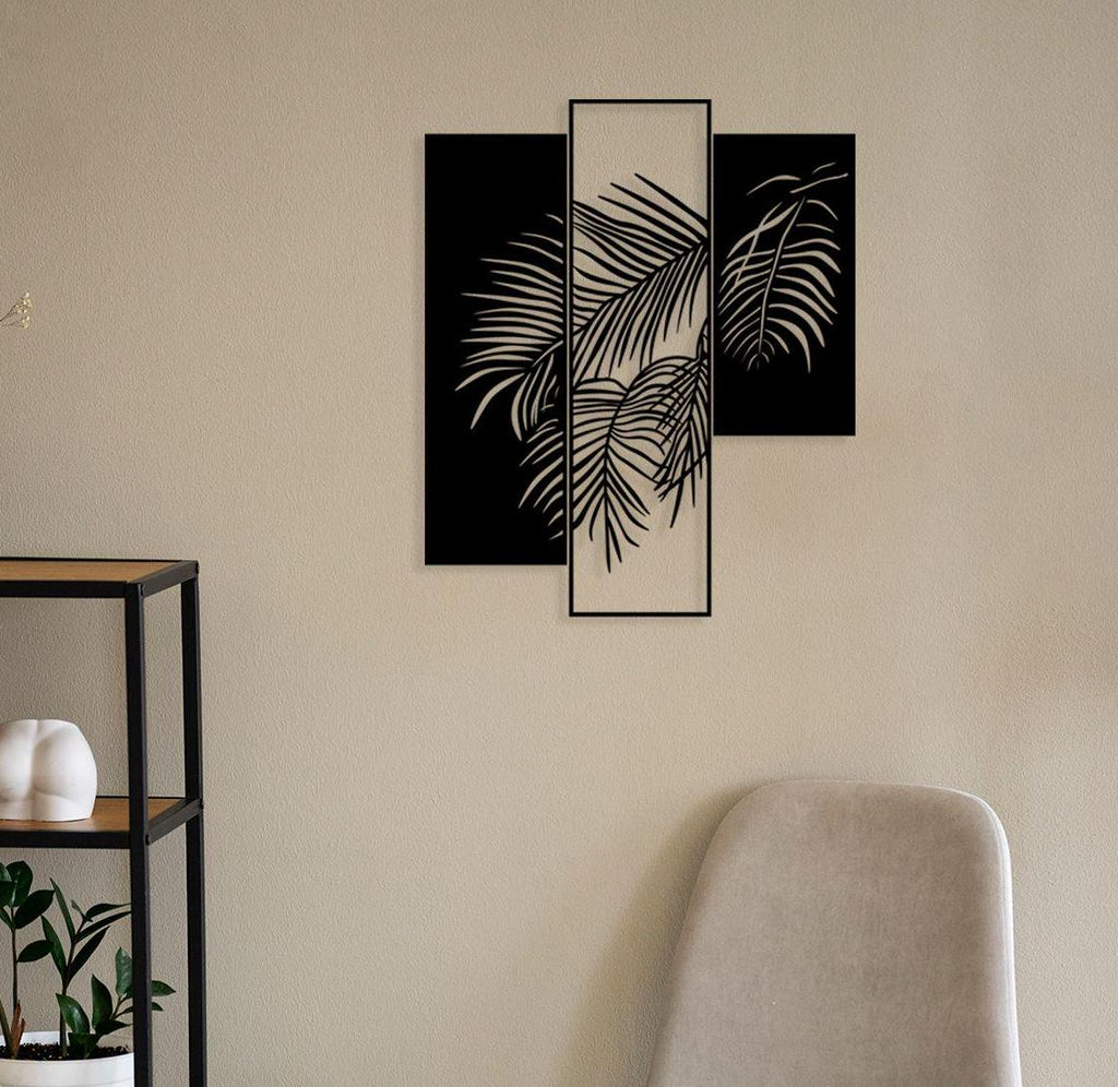 Modern Palm Leaf Metal Wall Art , 3 Pcs Palm Tree Metal Home Wall Decor, Unique Birthday Gift, Beach Clup Metal Wall Art, Christmas Gift