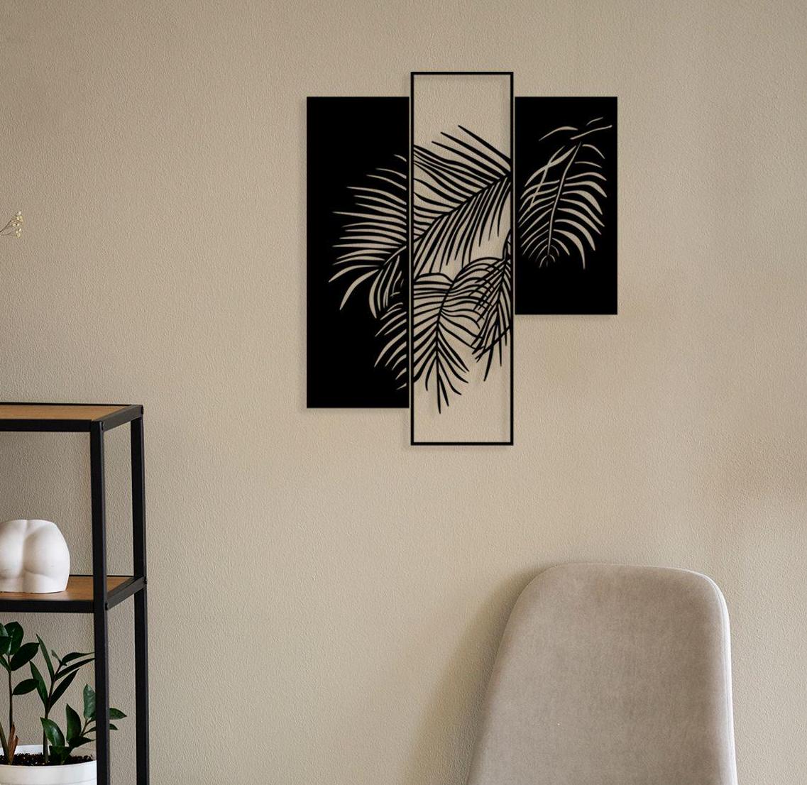 Modern Palm Leaf Metal Wall Art , 3 Pcs Palm Tree Metal Home Wall Decor, Unique Birthday Gift, Beach Clup Metal Wall Art, Christmas Gift