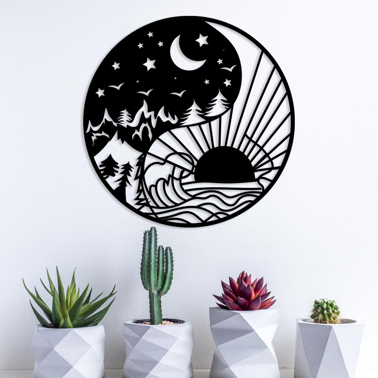 Ying Yang Metal Wall Art, Yoga Room Metal Walll Decor, Unique Birthday Gift, Sun Moon Metal Wall Art, Gift for Her, Christmas Glft