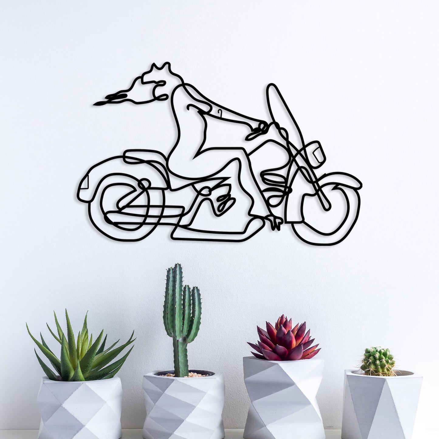 Woman Motor Metal Line Wall Art, Minimalist Lineart Decor, Headboard Metal Wall Art, Unique Birthday Gift, Christmas Gift, Motor Lovers Gift