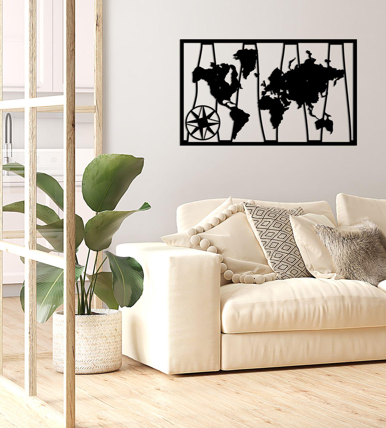 Metal World Map Wall Art - Modern Office Decor - Unique Birthday Gift