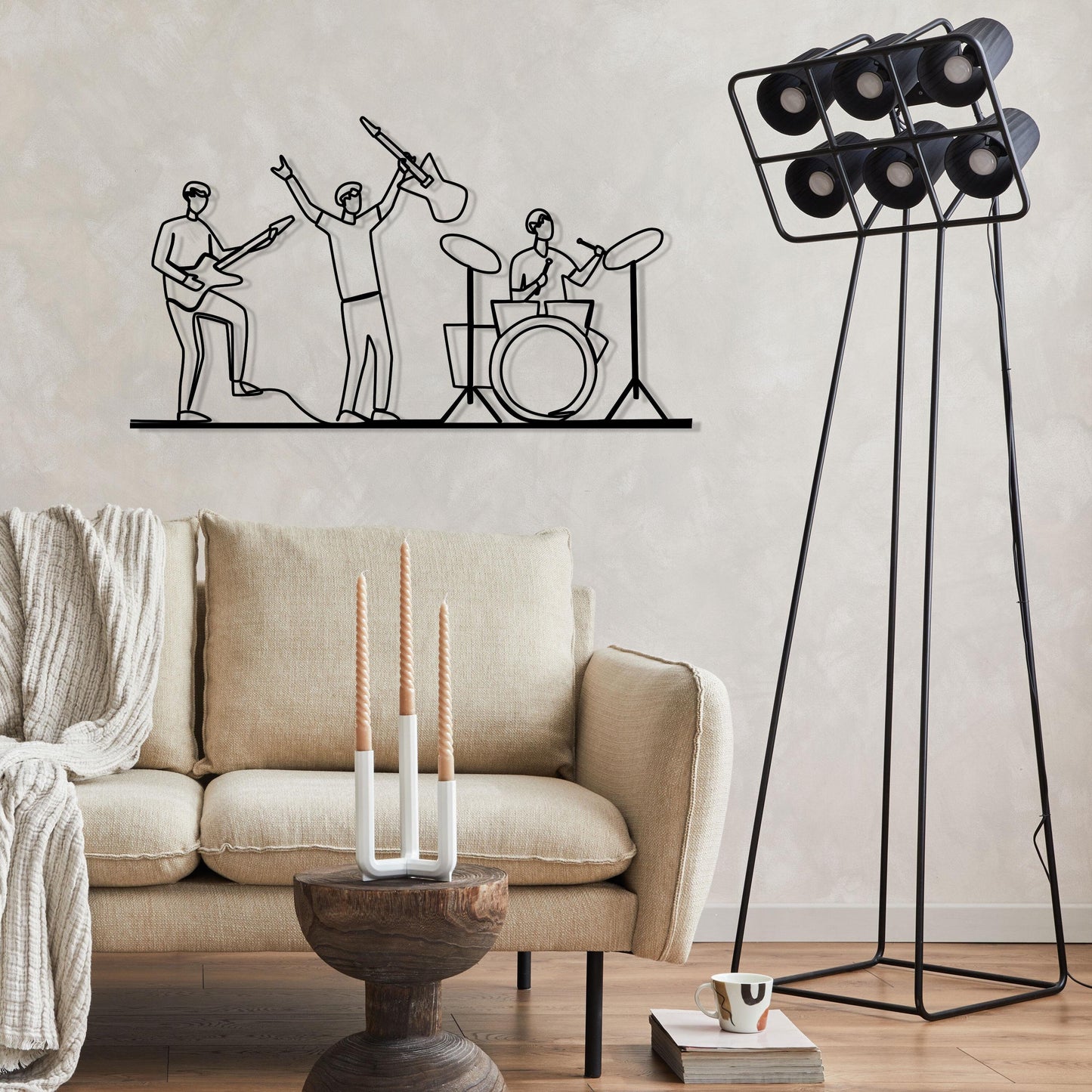 Music Band Metal Wall Art, Rock n Roll Group Metal Line Wall Art, Music Studio Metal Wall Decor, Music Lovers Gift, Valentine's Day gift