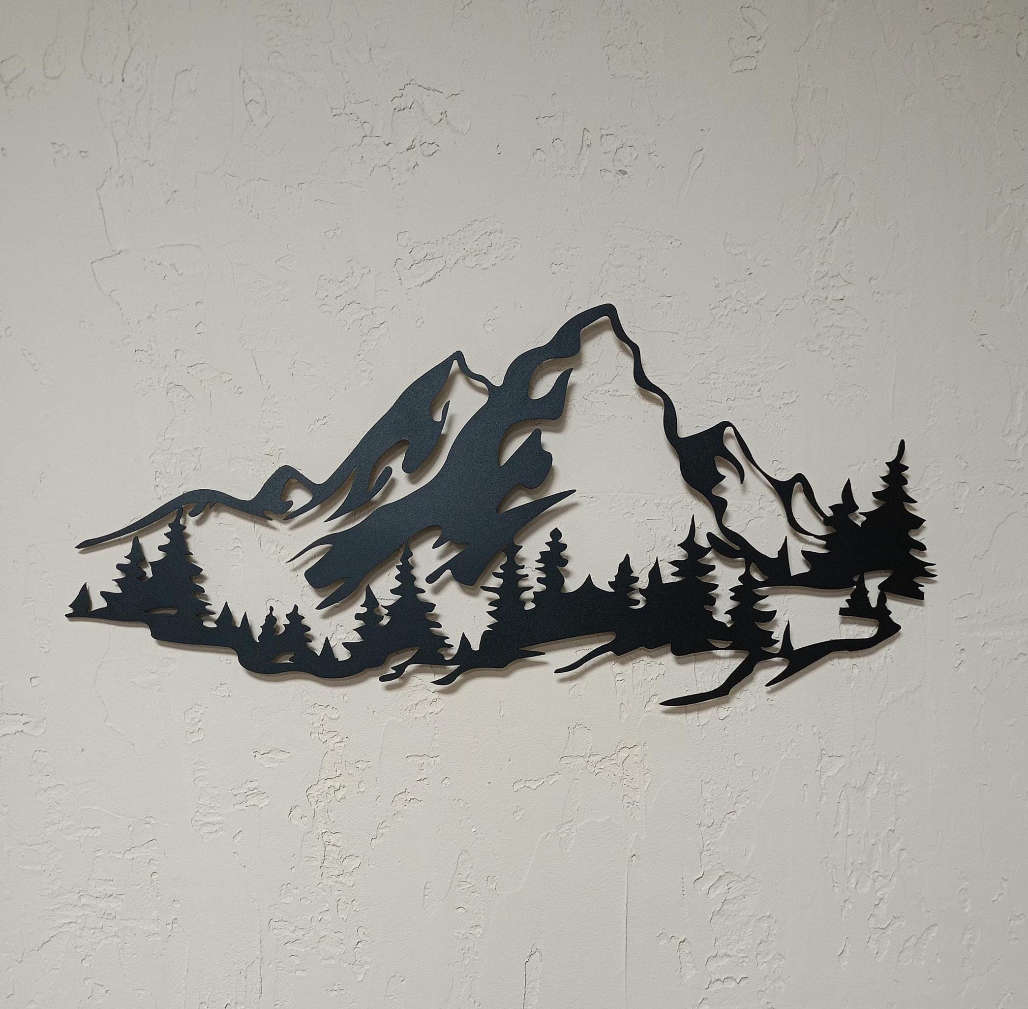 Mountain Pine Metal Wall Art, Nature Inspired Home Décor, Kitchen Metal Wall Decor, Unique Birthday Gift, Gift for Her, Outdoor Metal Sign
