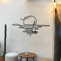 Sunset Sailboat Metal Wall Art - Sun Beach Line Art Decor - Sea Life Lovers Gift