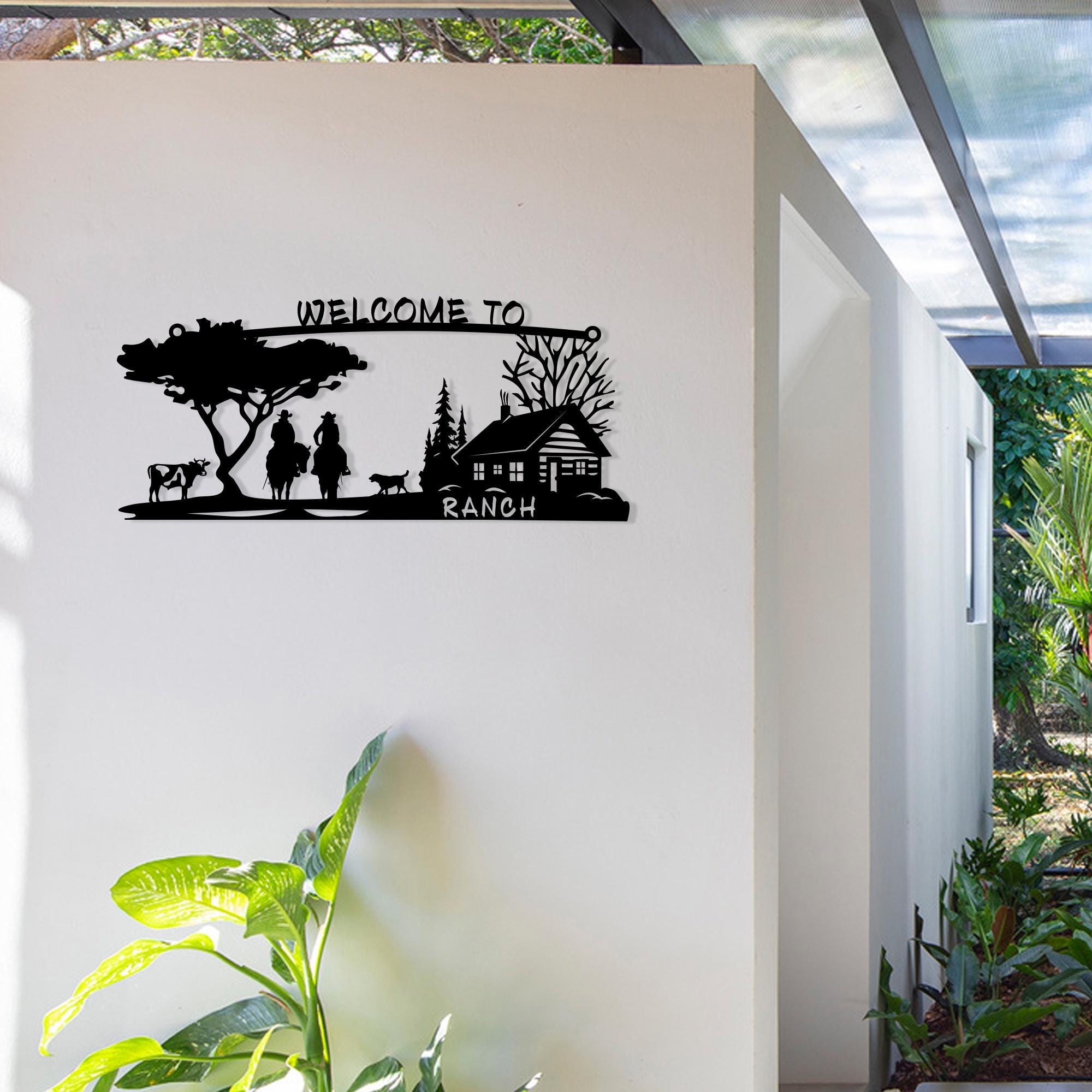 Personalized Metal Tree Farm House Entry Sign, Custom Metal Horse Ranch Name Sign, Unique Anniversary Gift, Gift For Family, Gift for Family