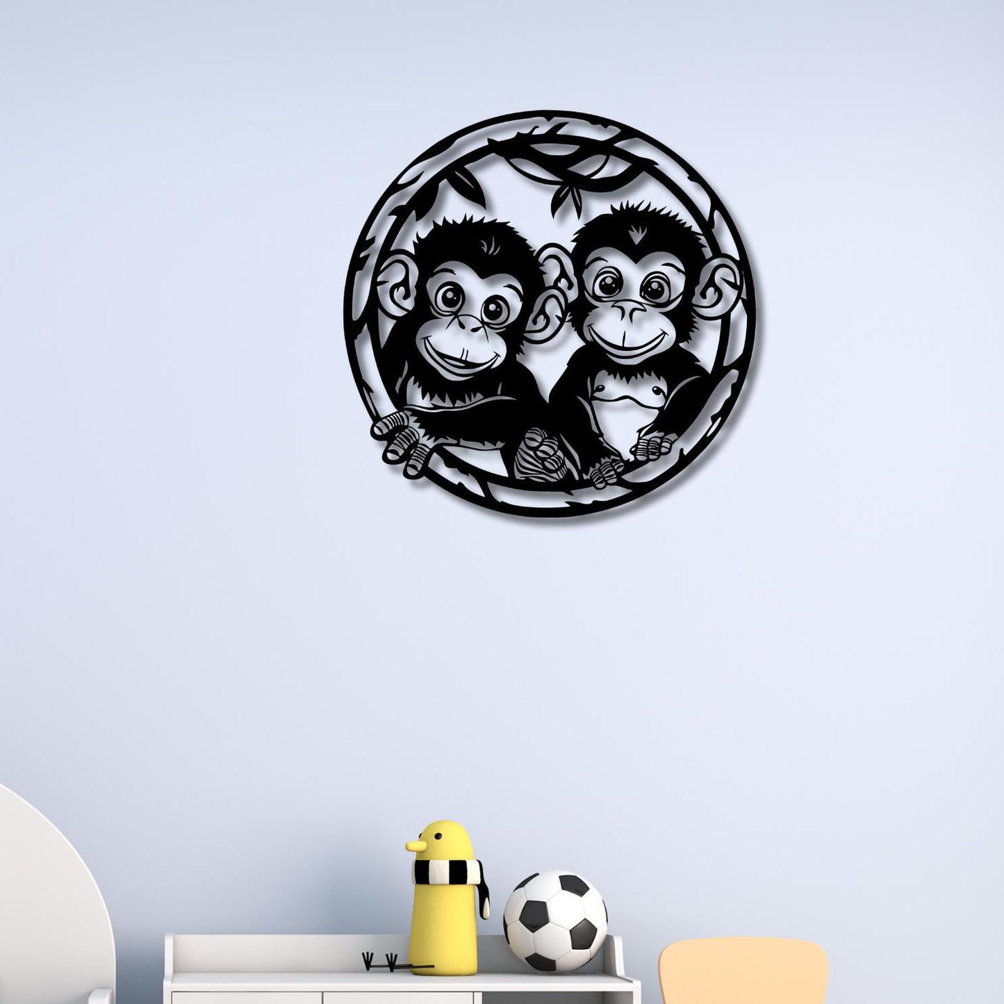 Monkey Metal Wall Art, Childroom Metal Wall Art, Birthday Gift, Playroom Decor, Porch Metal Wall Art, Gift for Her, Jungle Animal Wall Decor