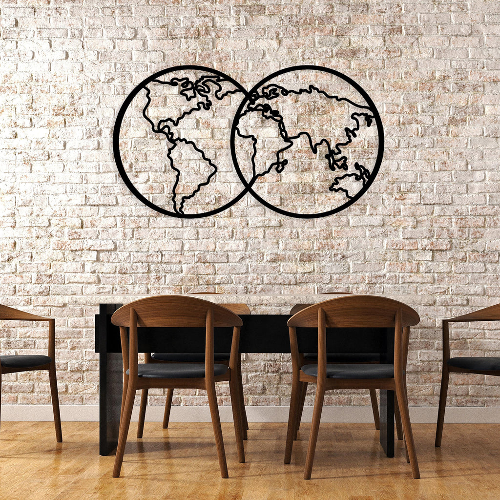 Minimalist Metal World Map Wall Art - Cabin Wall Decor - Travel Lovers Gift