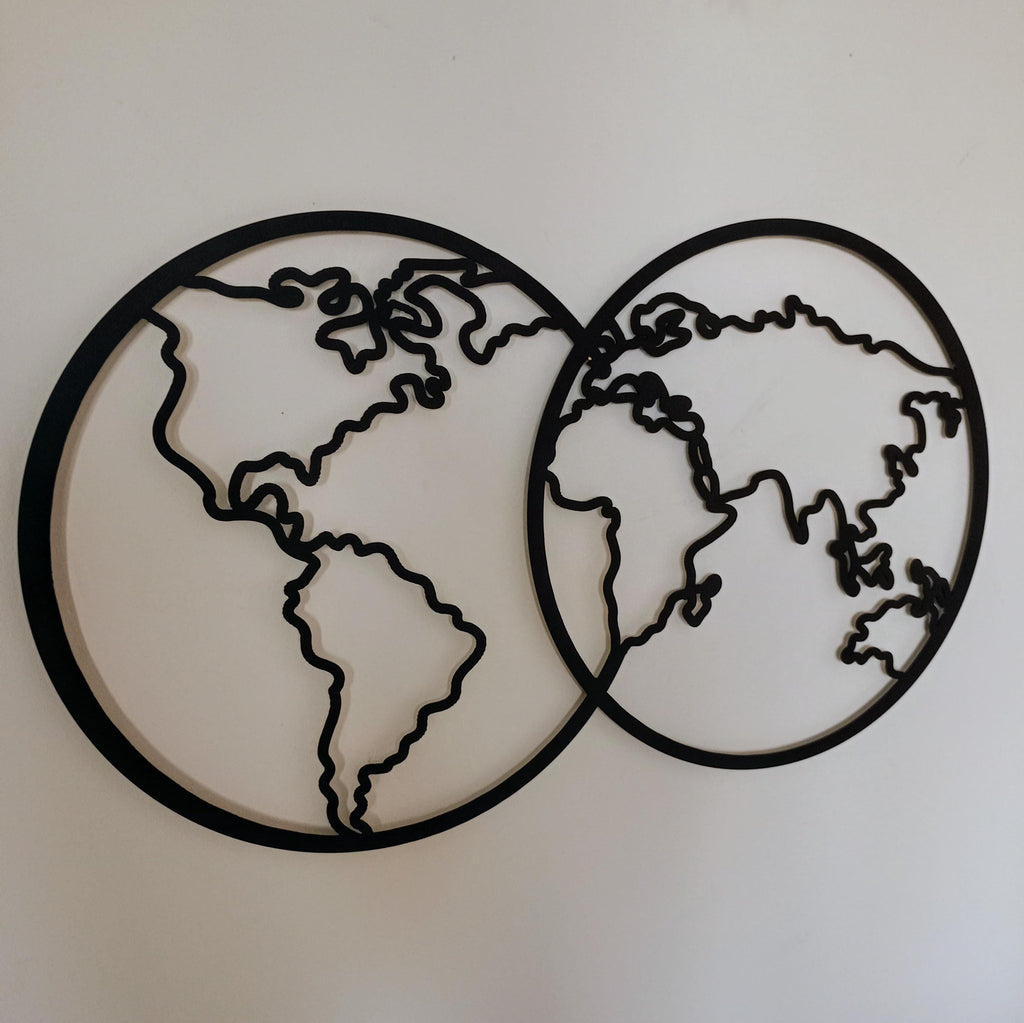 Minimalist Metal World Map Wall Art - Cabin Wall Decor - Travel Lovers Gift